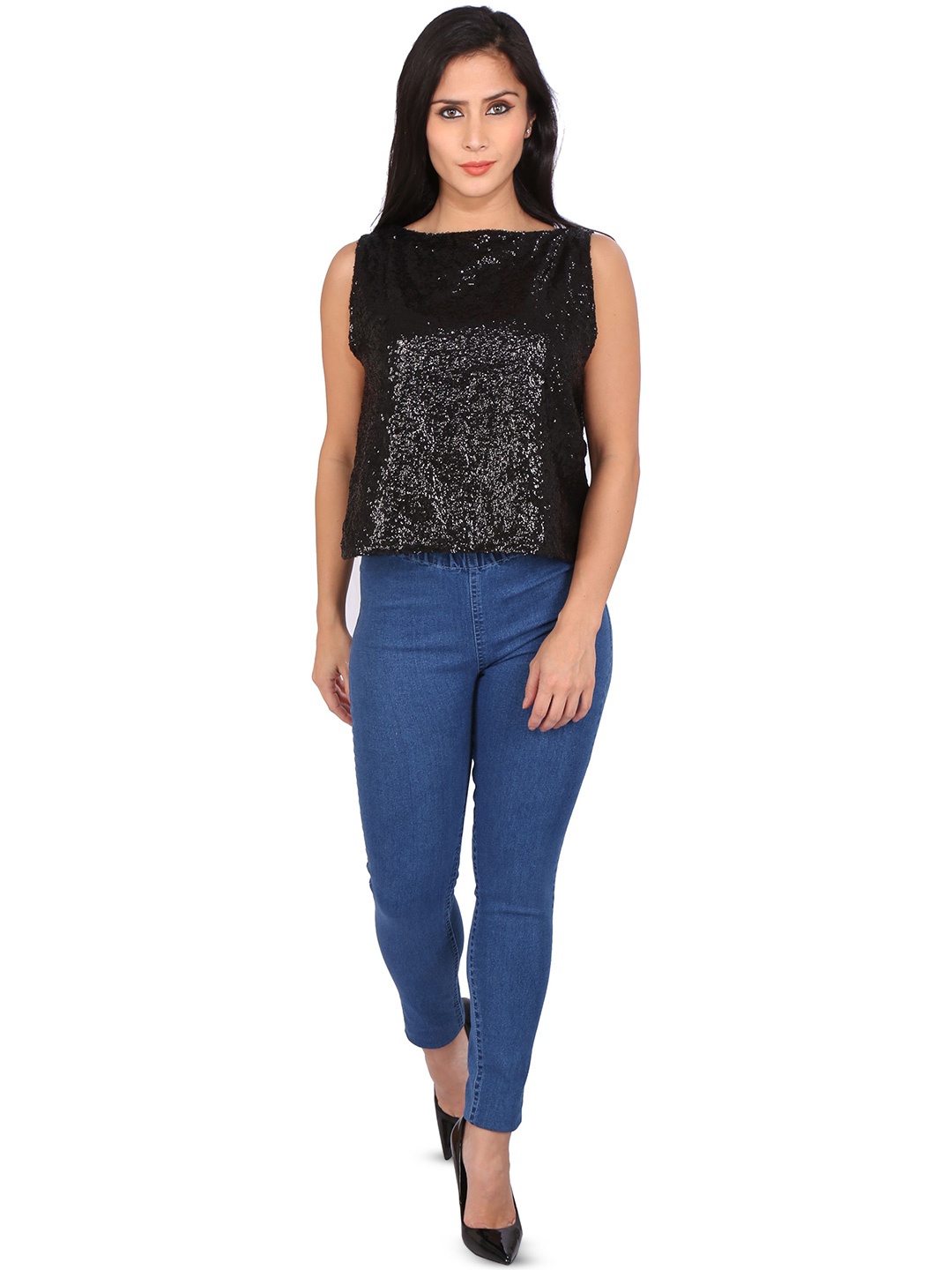 

Ashtag Print Georgette Top, Black