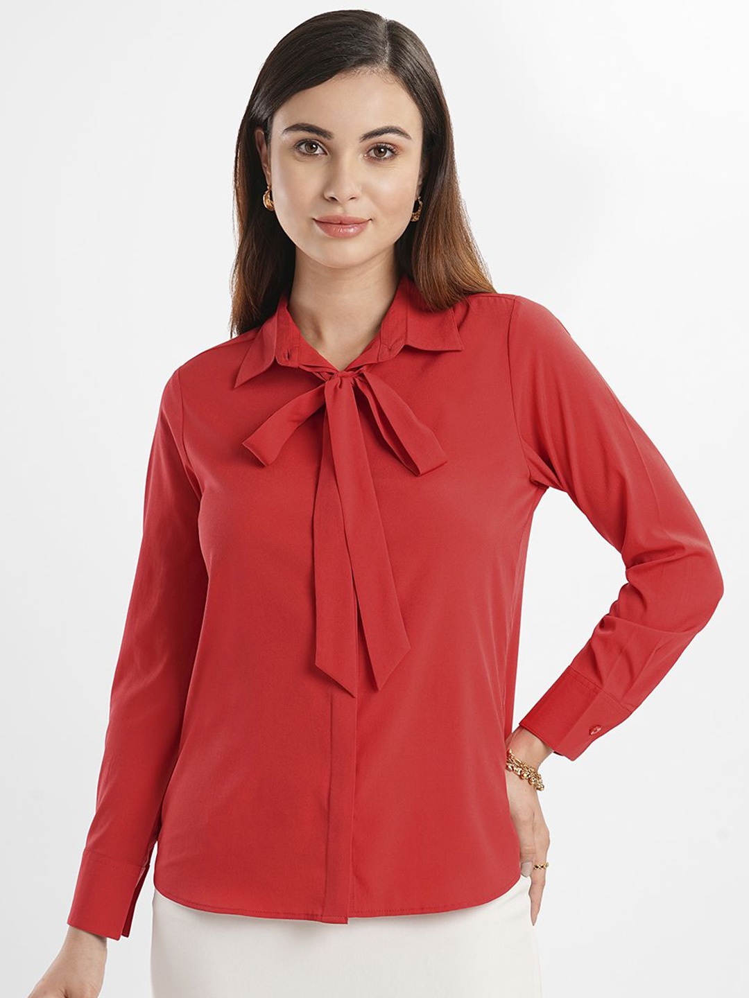 

Bombay High Women Standard Opaque Semiformal Shirt, Red