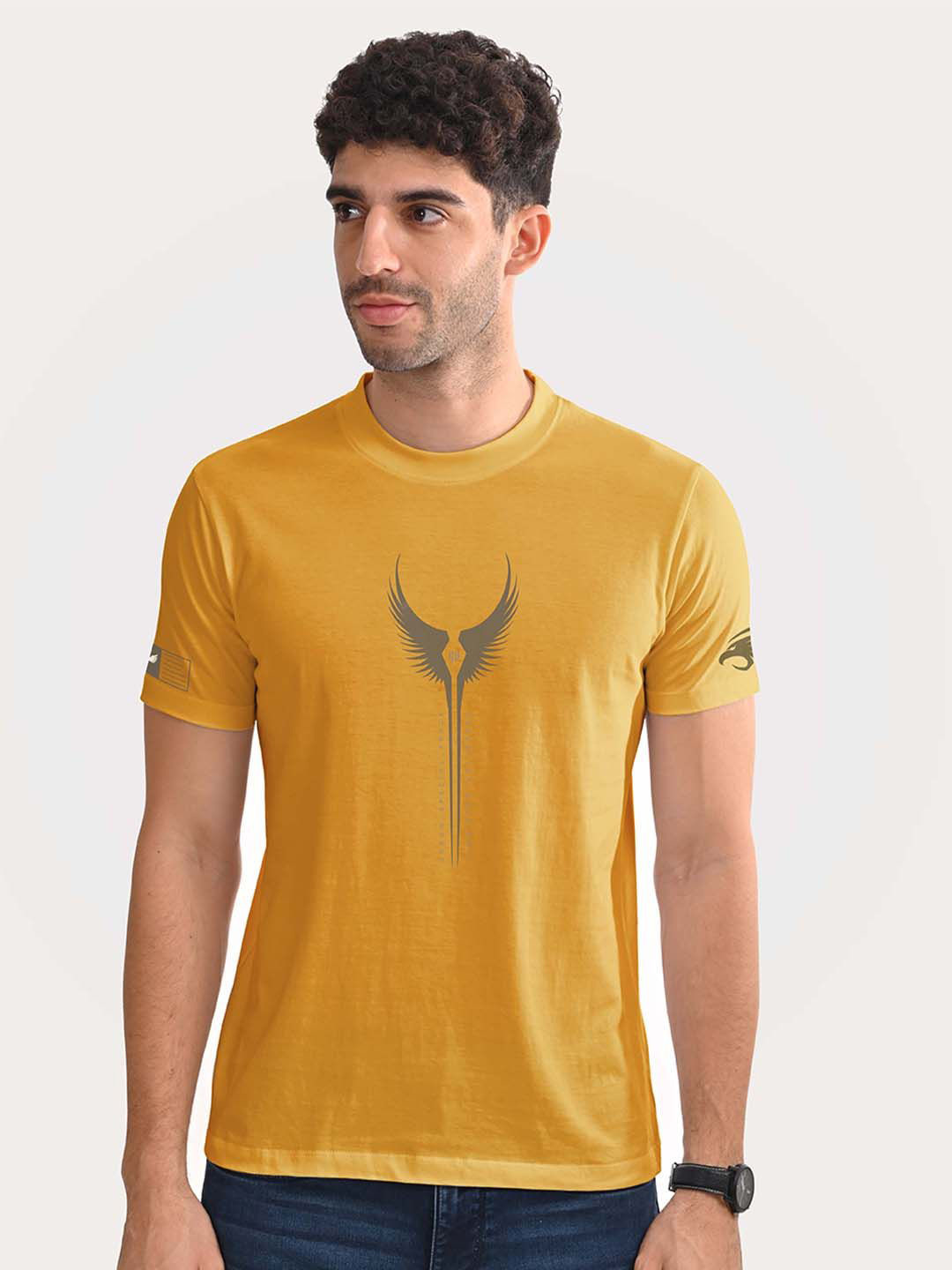 

Aero Armour Unisex Printed Round Neck Cotton Tshirt, Yellow
