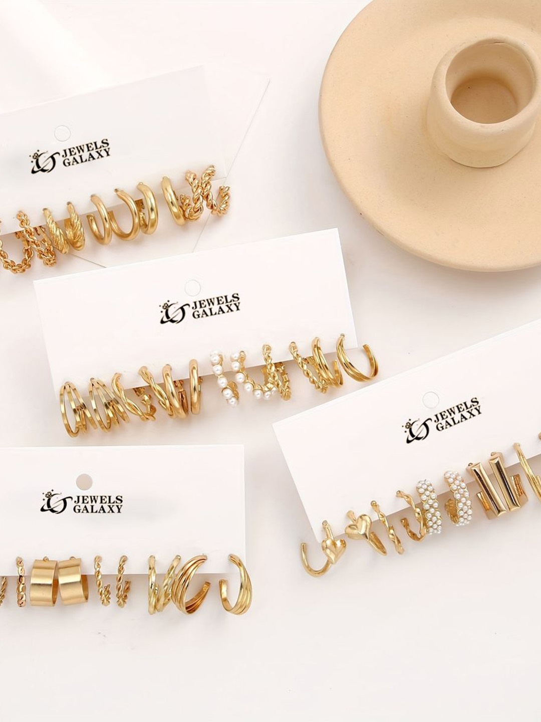 

Jewels Galaxy Set of 24 Gold Plated Half Hoop Earrings