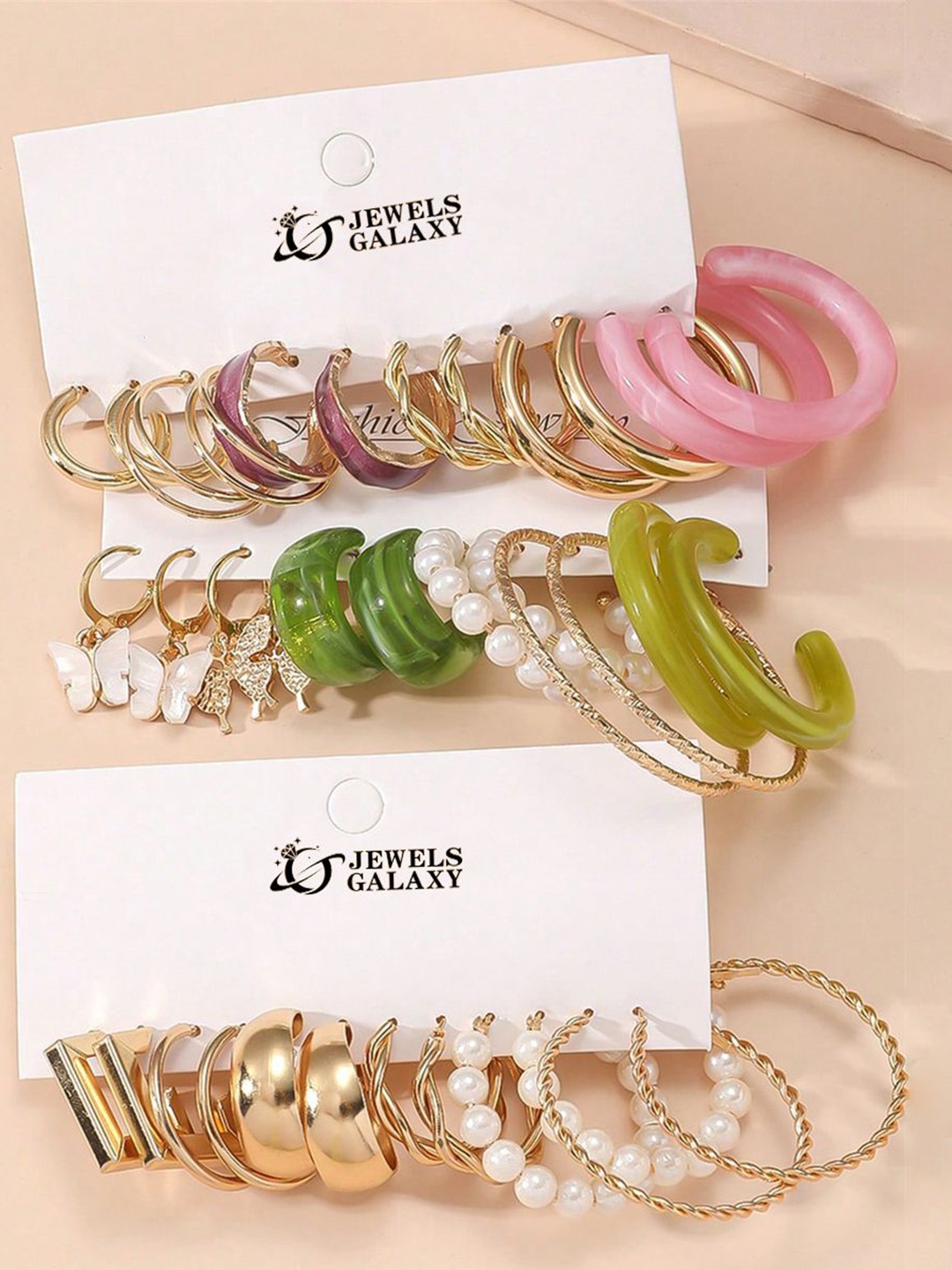 

Jewels Galaxy Set of 18 Gold Plated Hoop Earrings