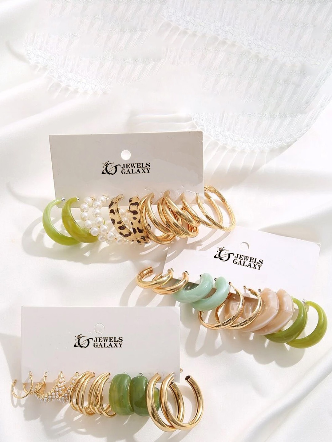 

Jewels Galaxy Set of 15 Gold Plated Half Hoop Earrings