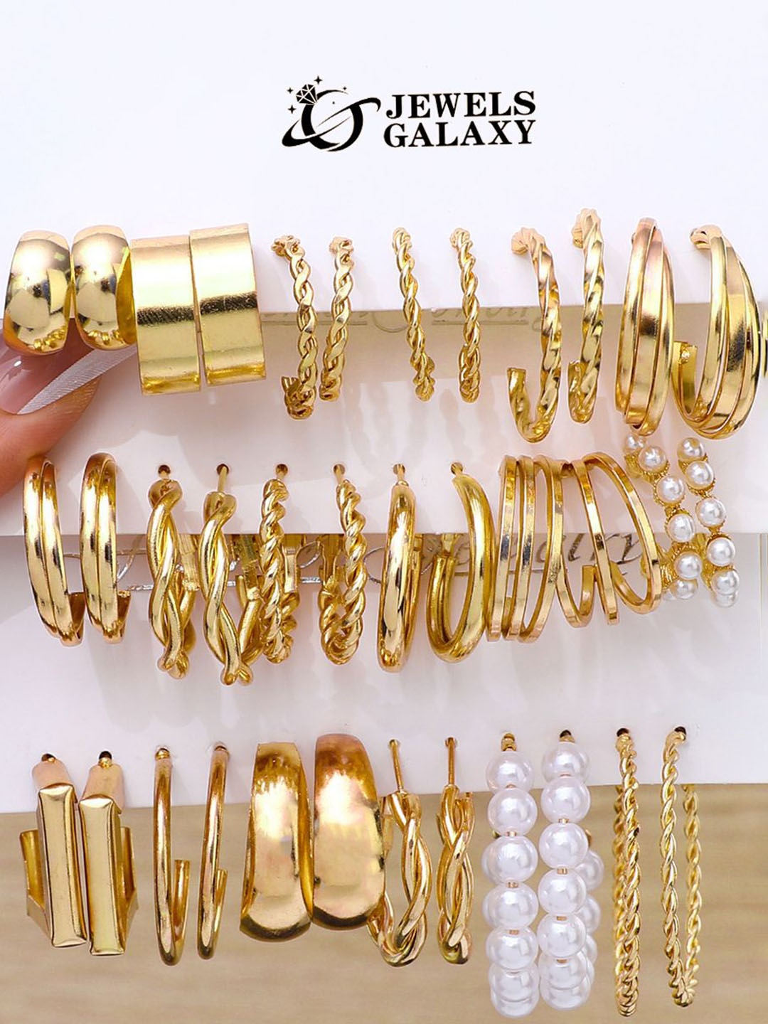 

Jewels Galaxy Set of 18 Gold Plated Half Hoop Earrings