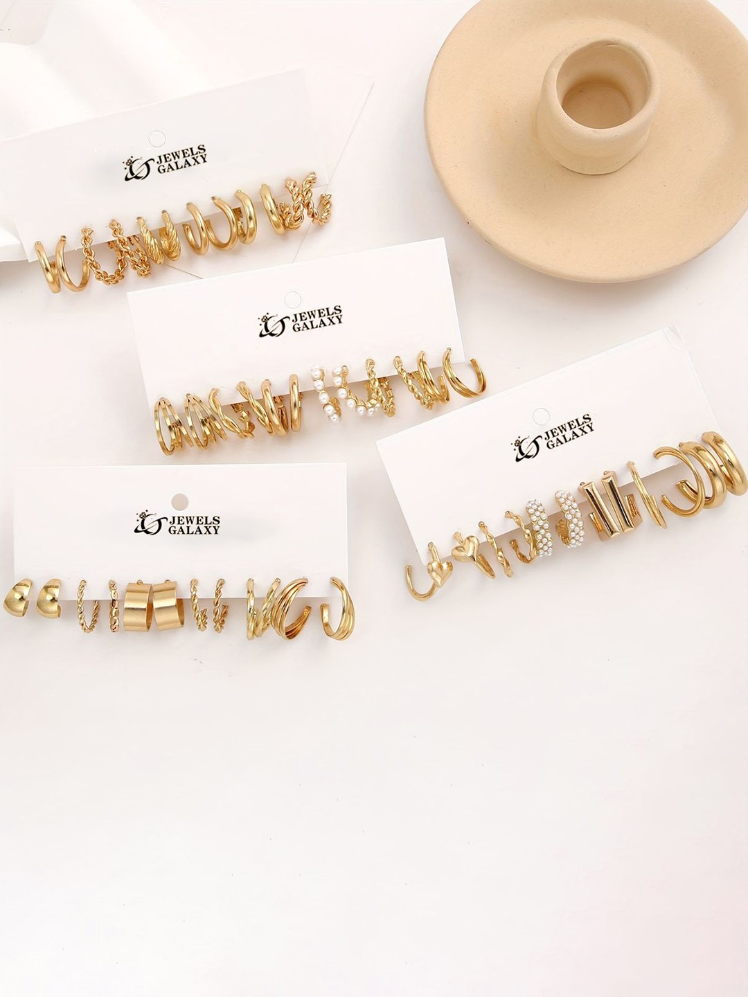 

Jewels Galaxy Set of 24 Gold Plated Half Hoop Earrings