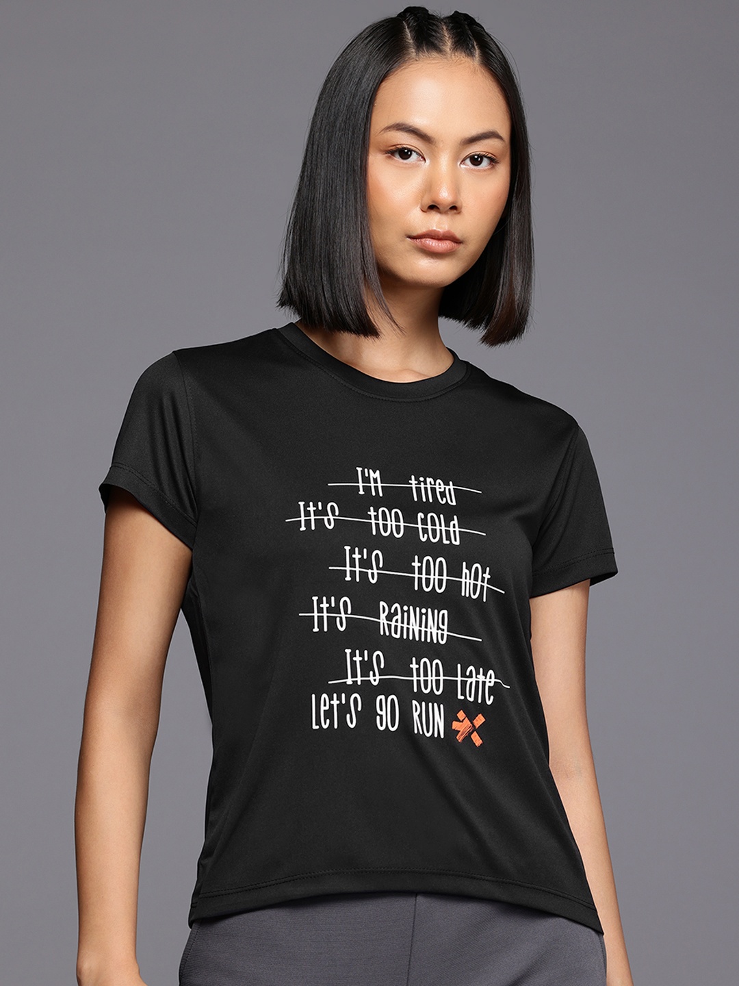

HRX by Hrithik Roshan Printed Rapid-Dry Running T-shirt, Black