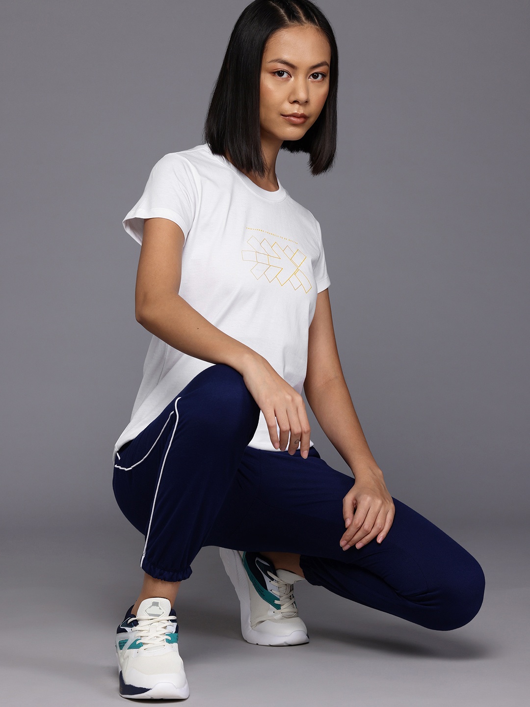 

HRX by Hrithik Roshan Brand Logo Print Casual T-shirt, White