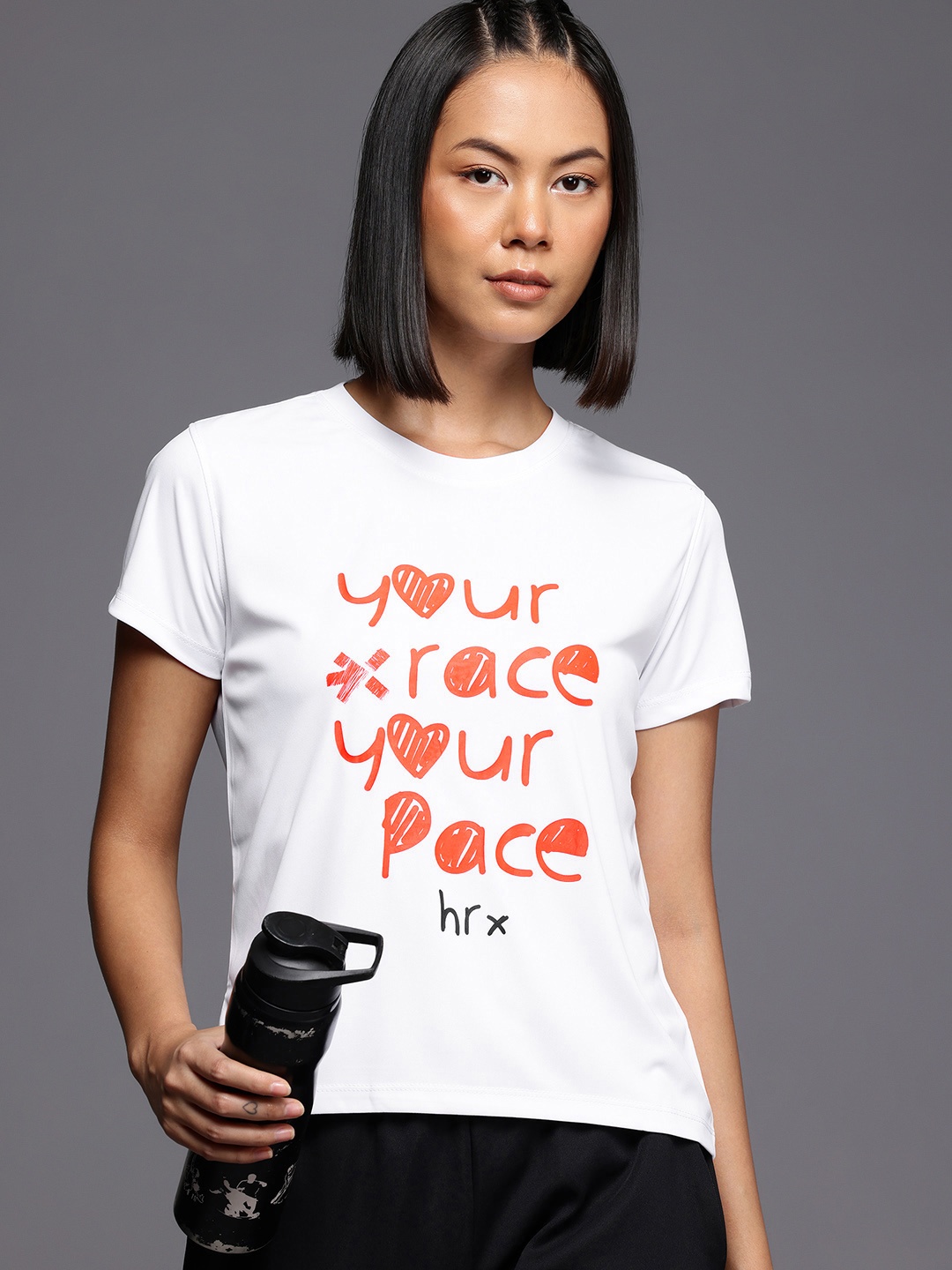 

HRX by Hrithik Roshan Typography Print Rapid-Dry Running T-shirt, White
