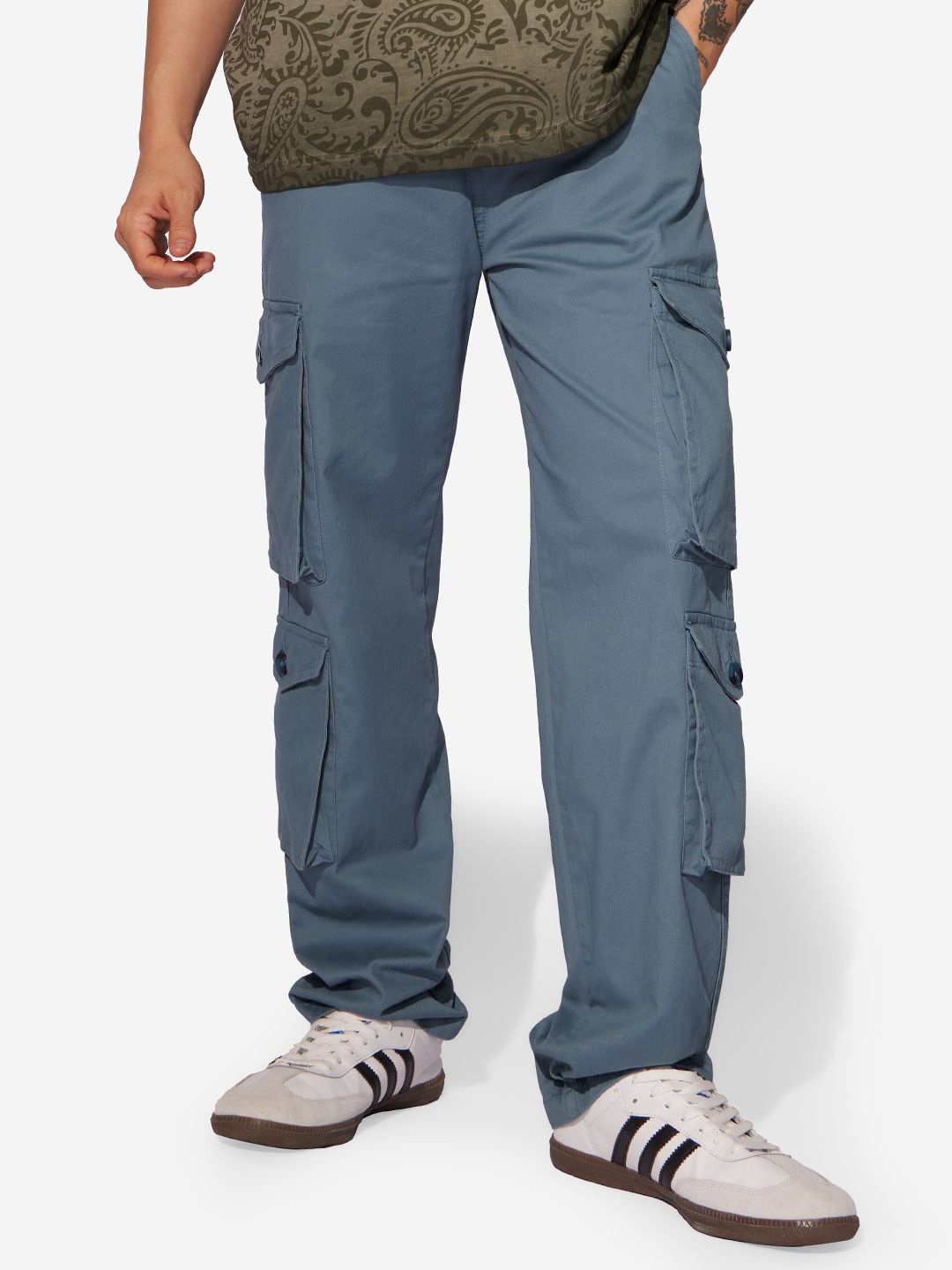 

The Souled Store Men Straight Fit Cargos, Blue
