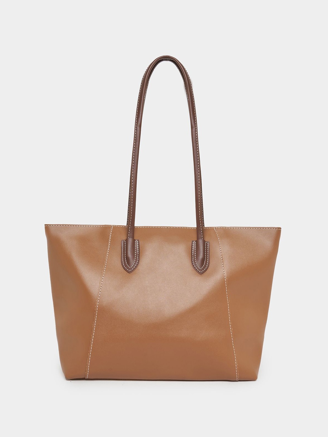 Styli Oversized Structured Shoulder Bag, Brown