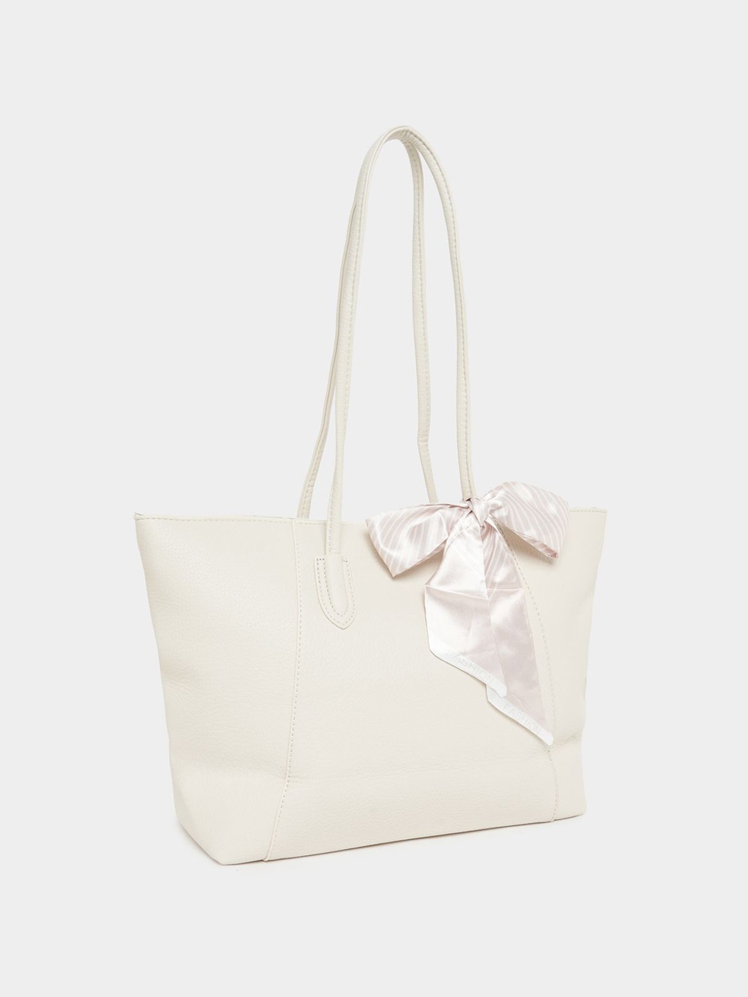 

Styli Oversized Shopper Tote Bag With Bow Detail, Cream