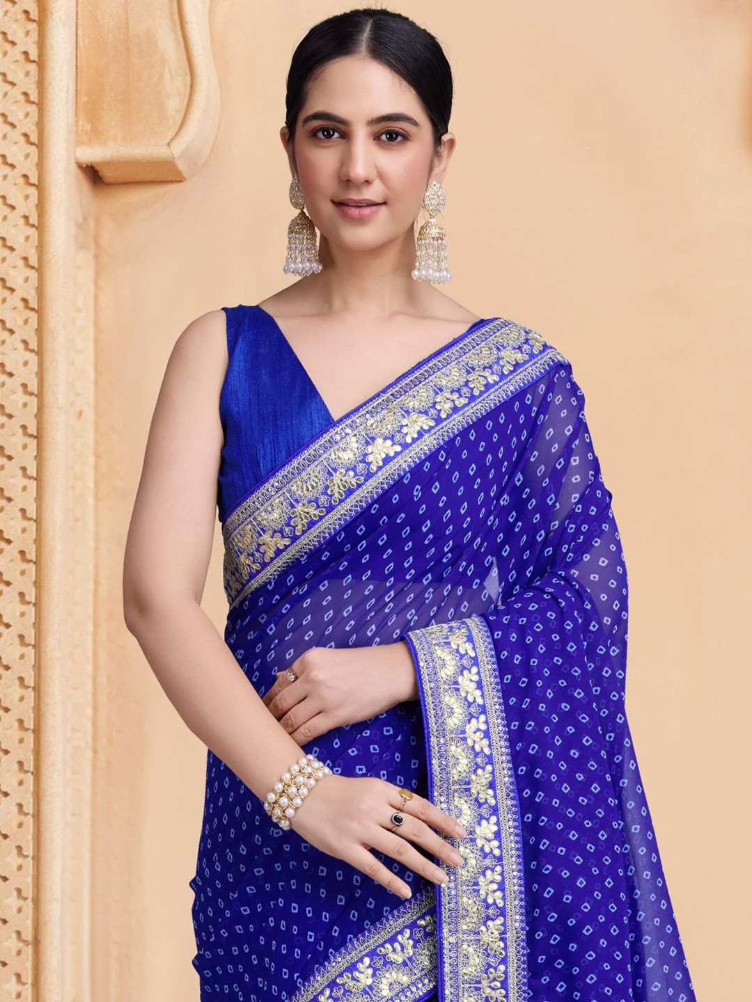 

House of Pataudi Embroidered Sarees, Blue