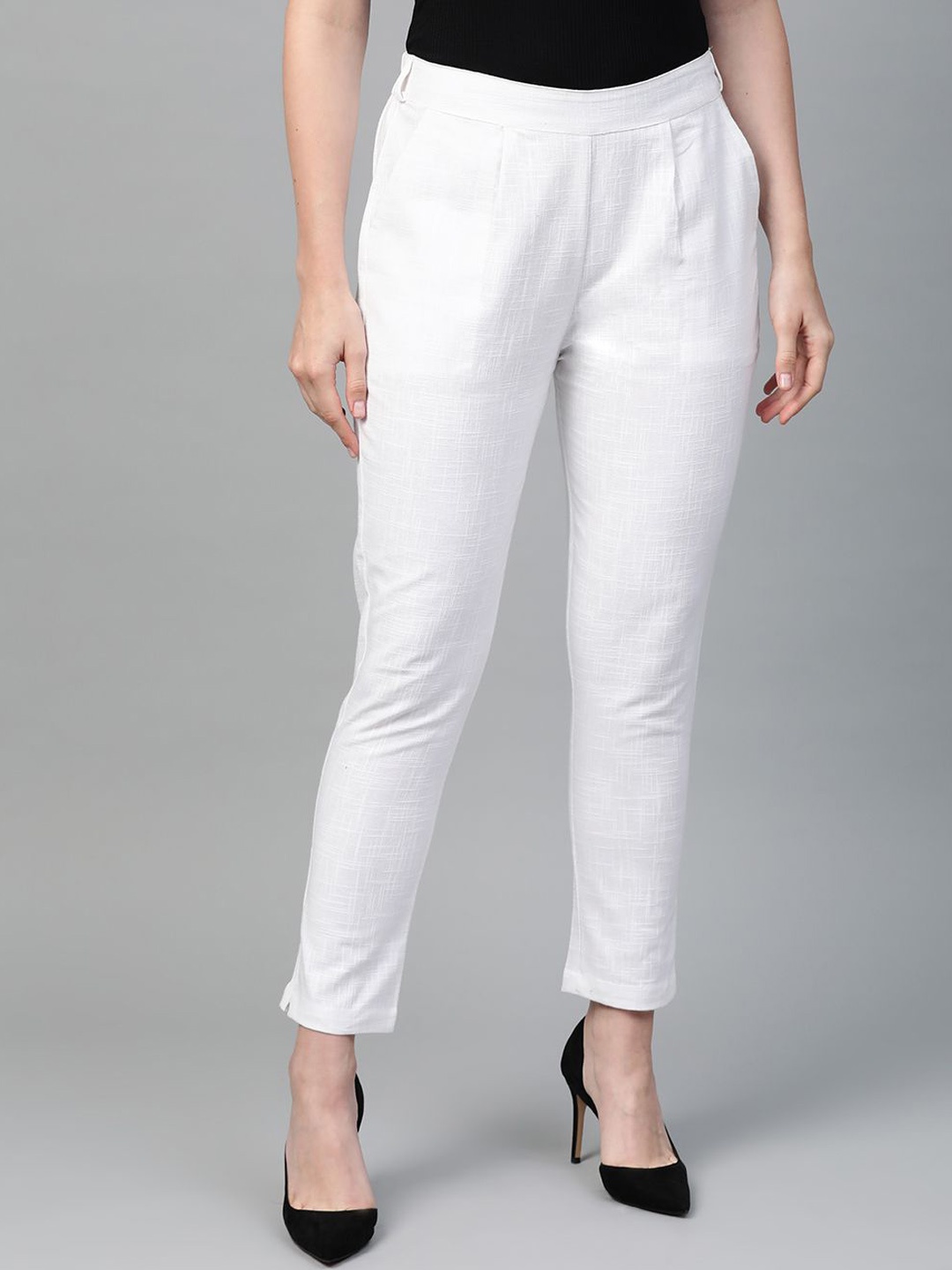 

KALINI Women Regular Fit Pleated Trousers, White