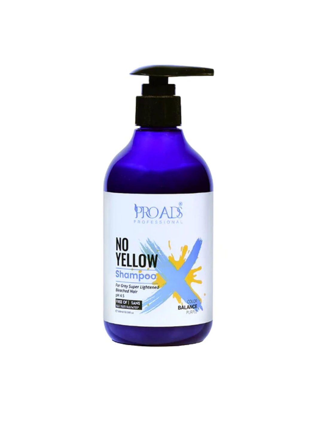 

PROADS Professional No Yellow Shampoo for Grey Super Lightened Bleached Hair - 300ml, Blue