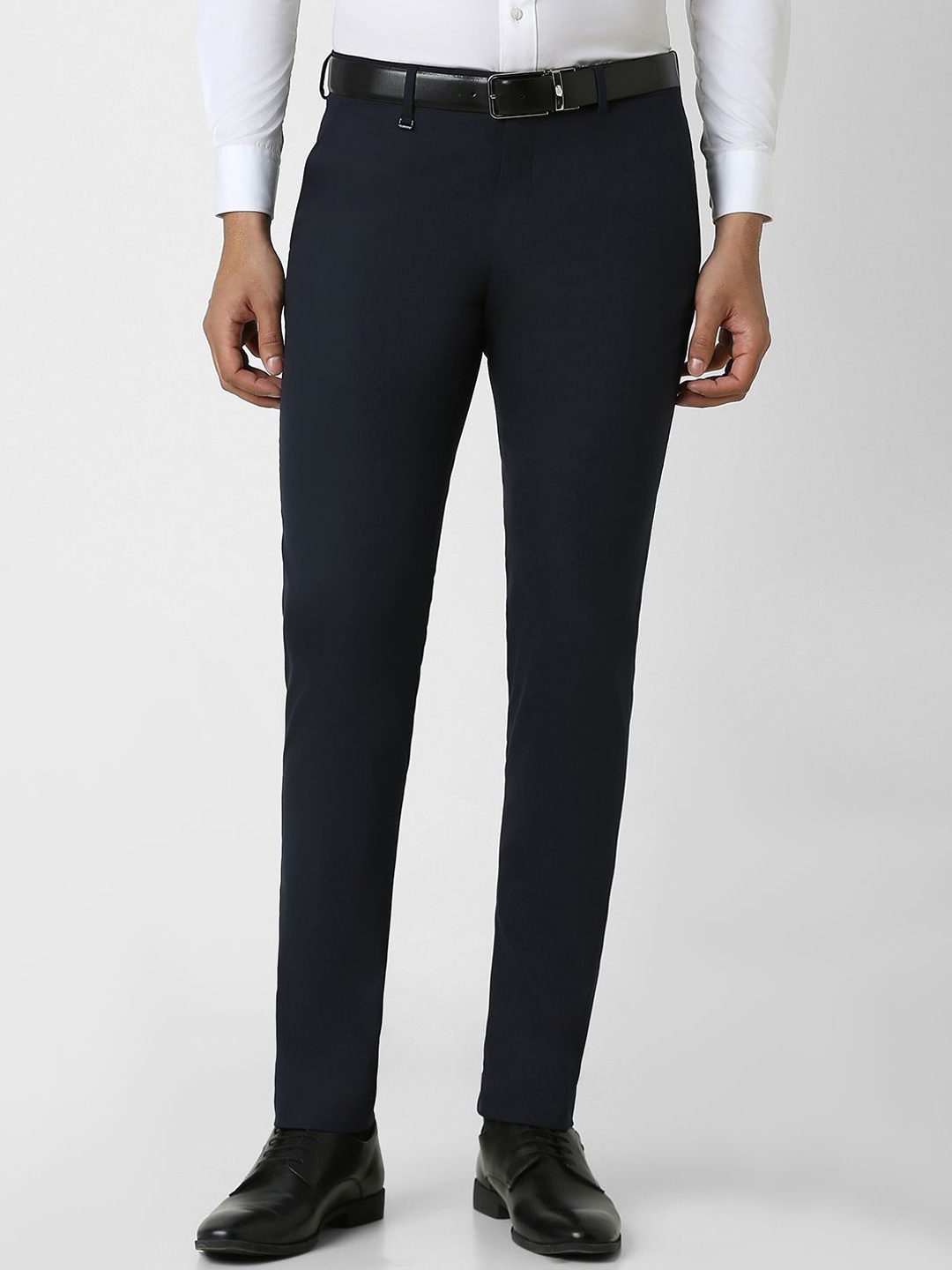 

Van Heusen Men Slim Fit Mid-Rise Formal Trousers, Navy blue