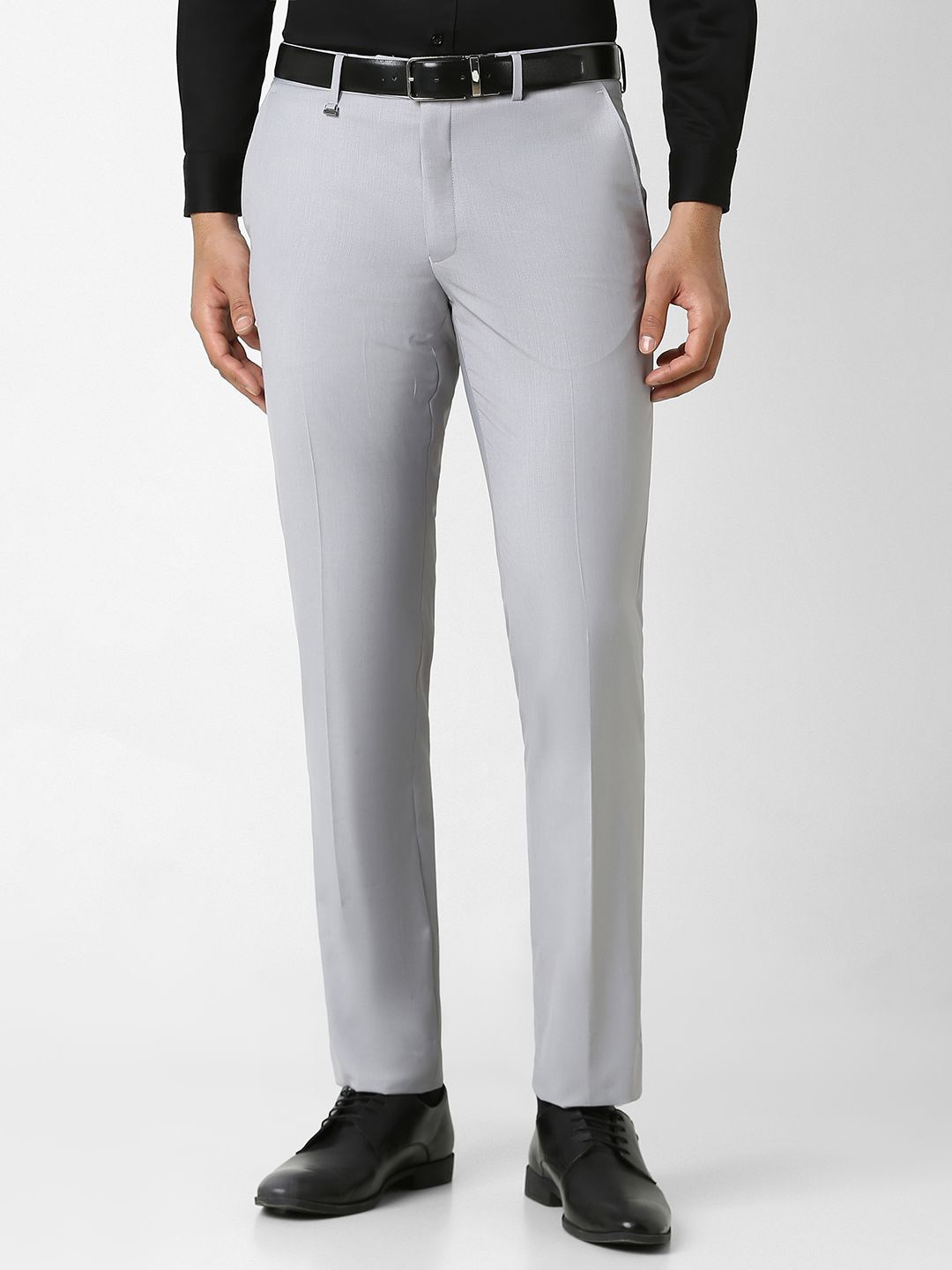 

Van Heusen Men Slim Fit Mid Rise Flat Front Trousers, Grey