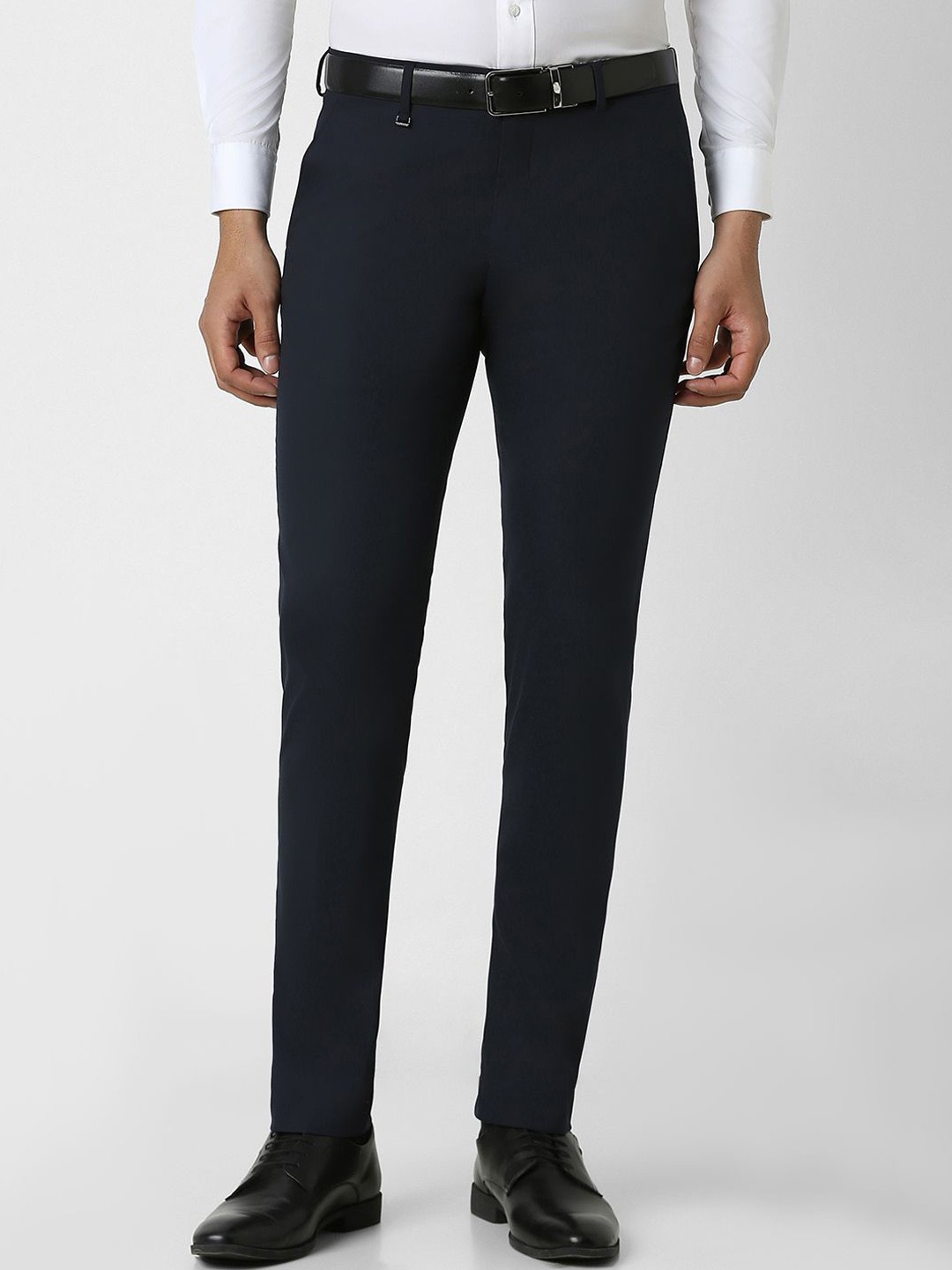 

Van Heusen Men Slim Fit Mid Rise Formal Trousers, Navy blue
