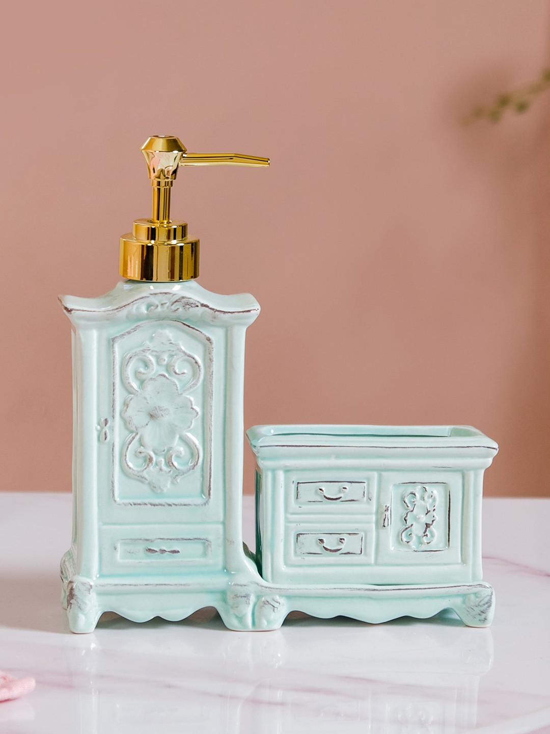 

Nestasia Green Geometric Ceramic Soap Dispenser 300 ml