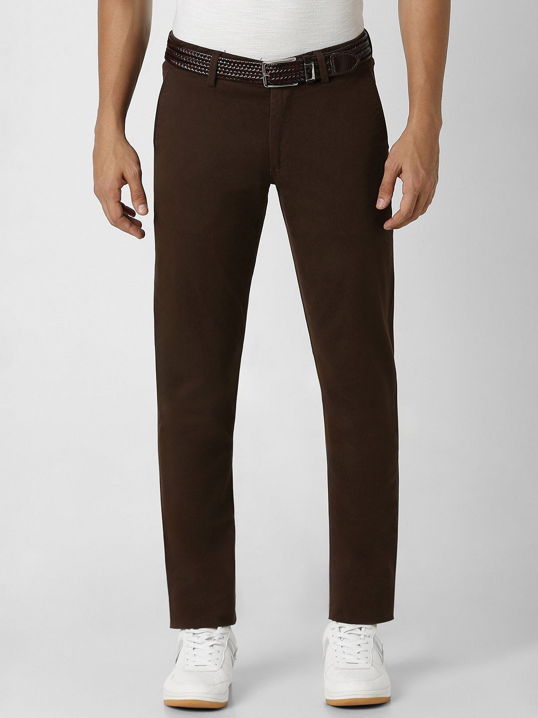 

Van Heusen Sport Men Slim Fit Mid-Rise Casual Trousers, Brown