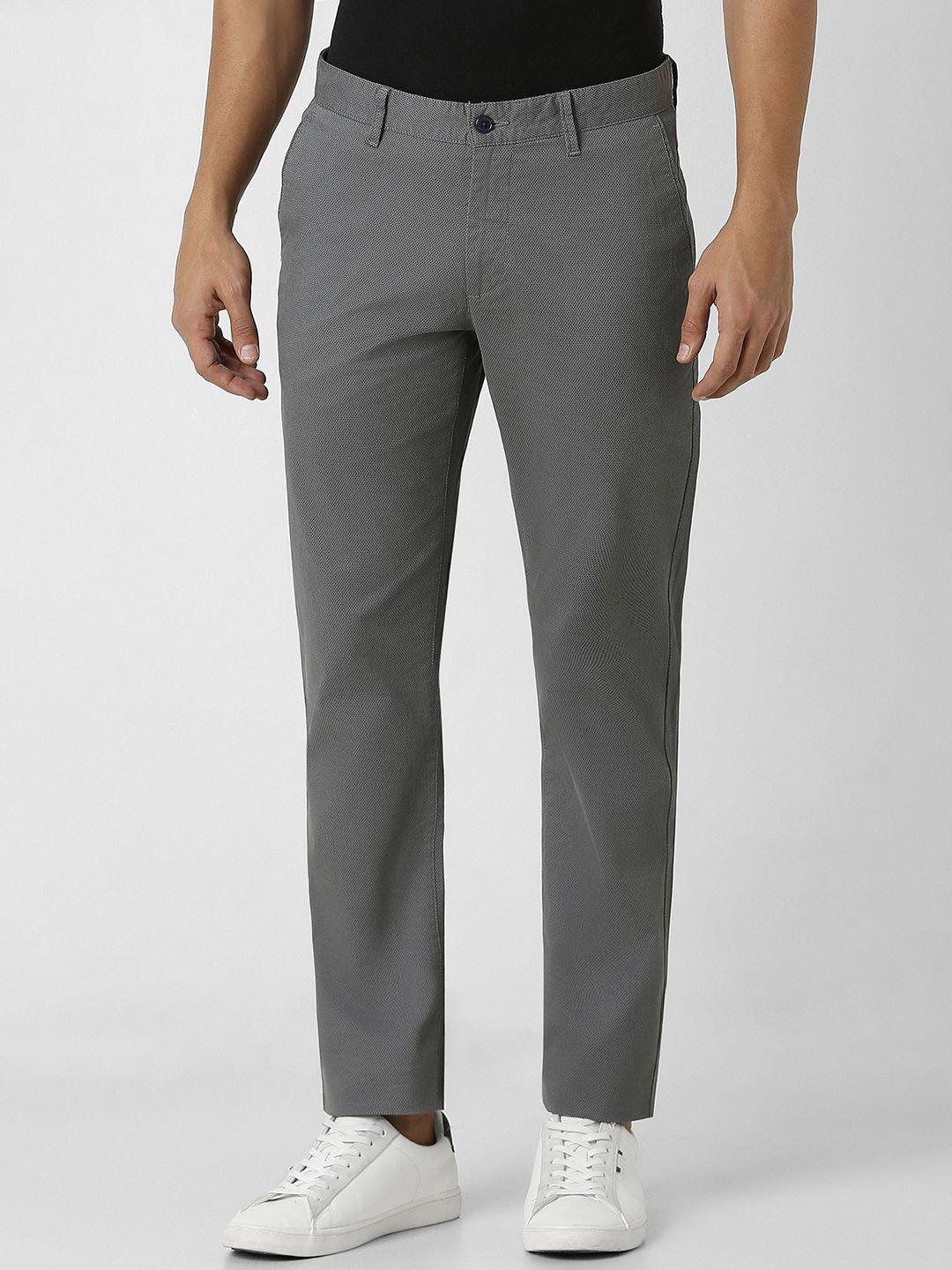

Van Heusen Sport Men Textured Slim Fit Casual Trousers, Grey