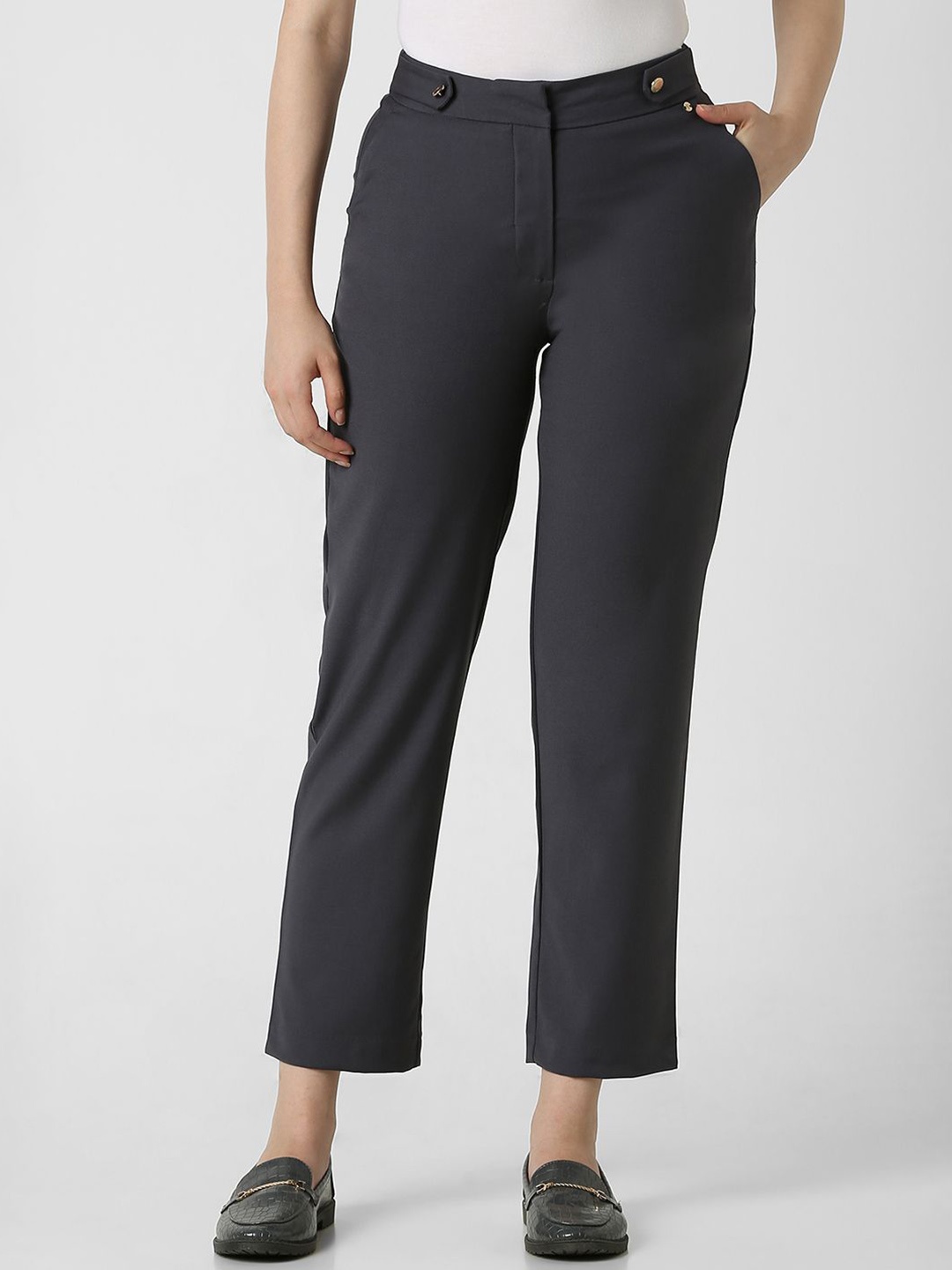 

Van Heusen Woman Women Mid-Rise Formal Trousers, Grey