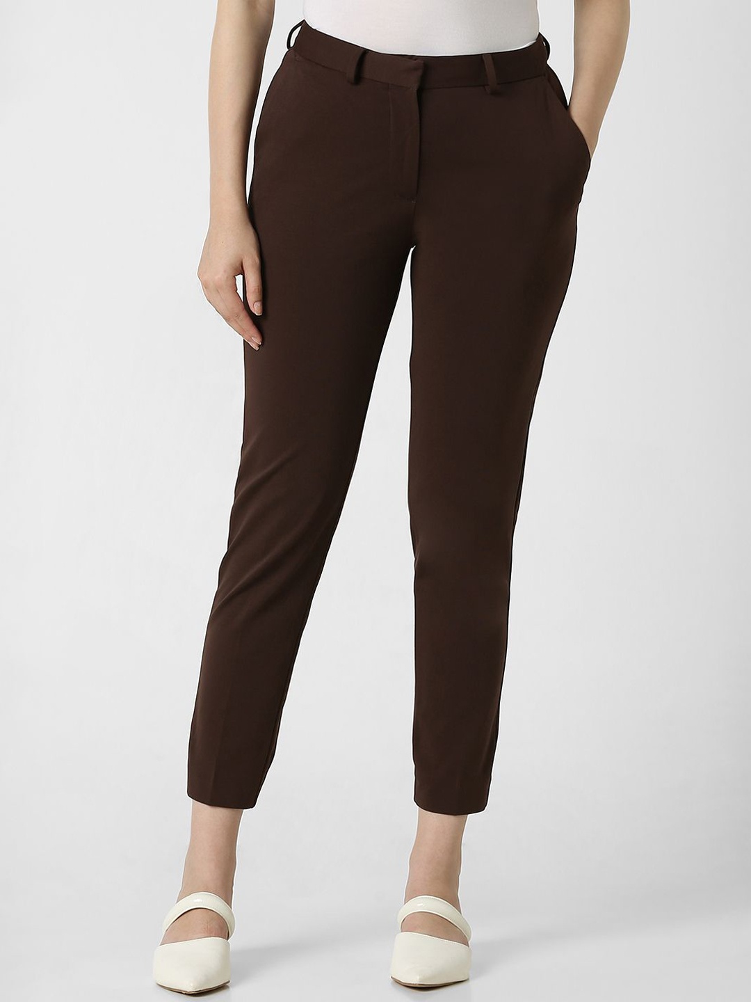 

Van Heusen Woman Regular Fit Mid-Rise Flat-Front Trousers, Brown