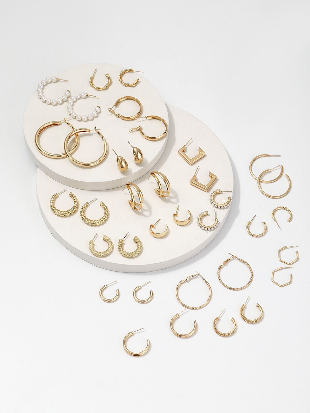 

Jewels Galaxy Set of 18 Gold Plated Half Hoop Earrings