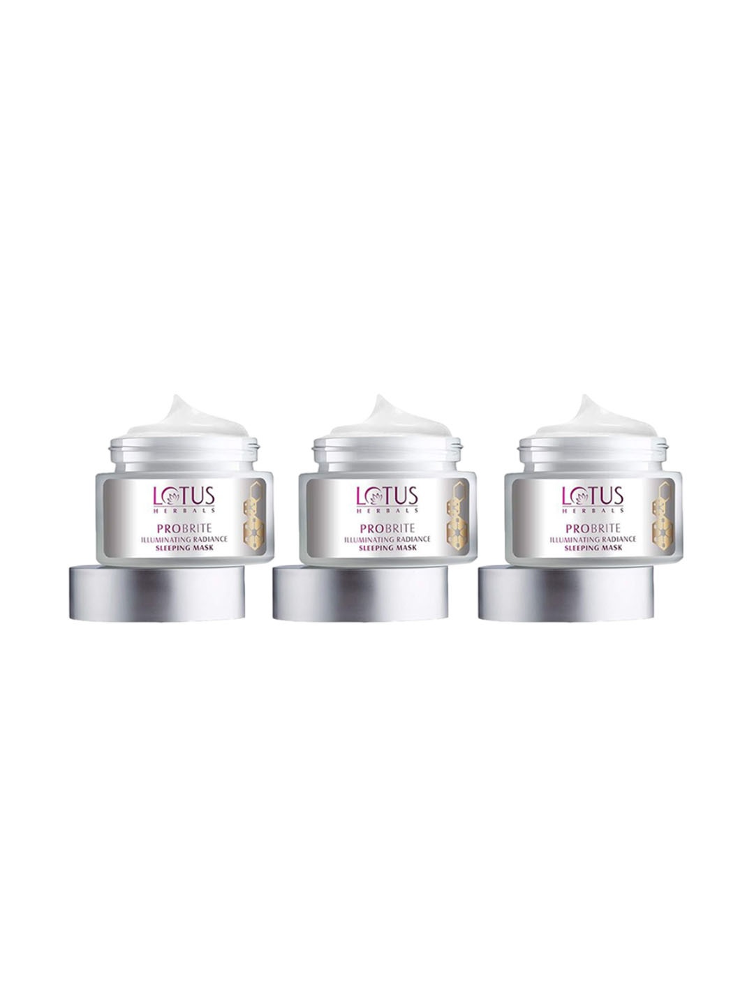 

Lotus Herbals Probrite Set of 3 Illuminating Radiance Sleeping Mask Night Cream - 50g each, Silver