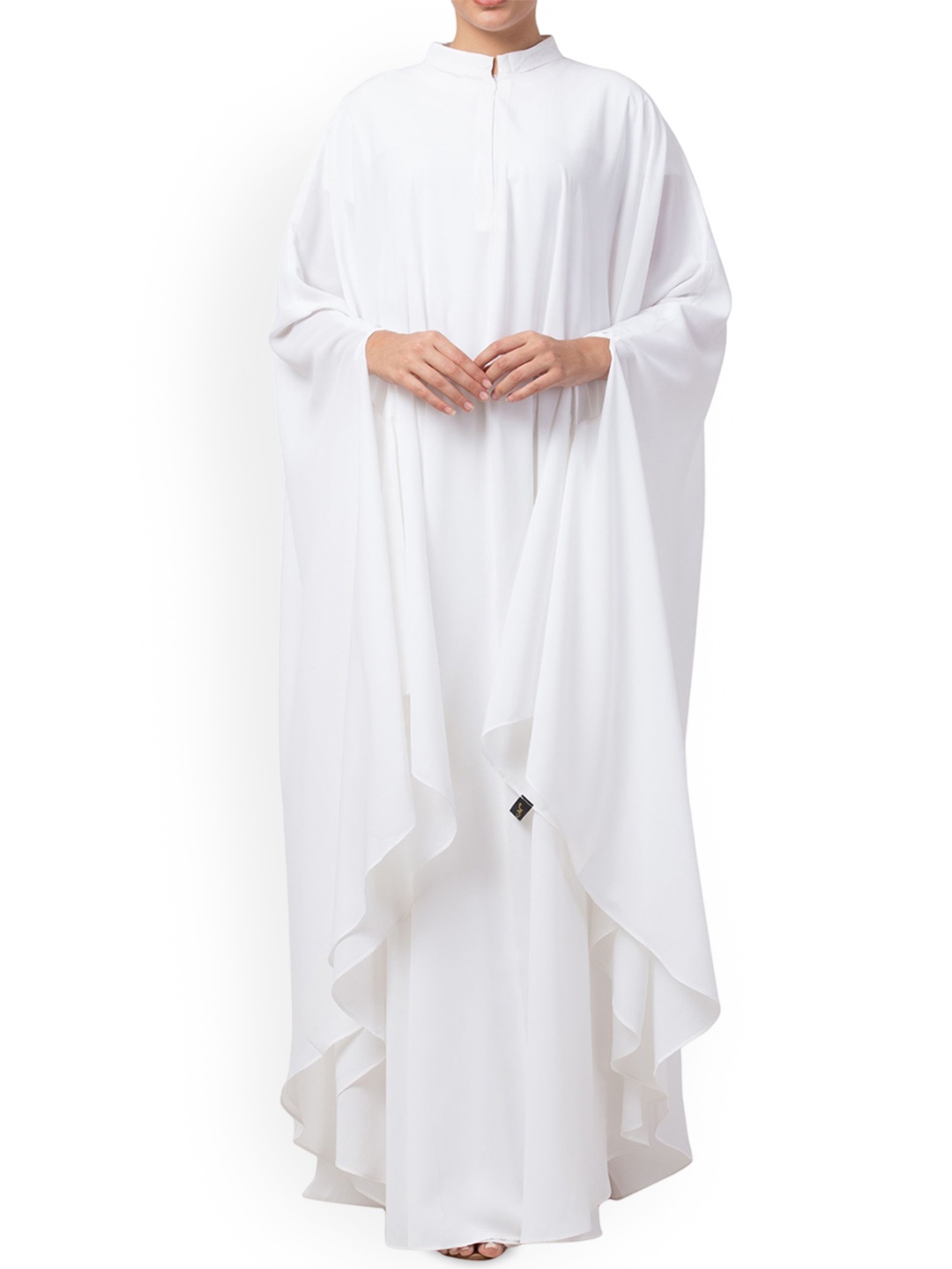 

MUSHKIYA High Neck Flared Irani Kaftan Abaya Burqa, White