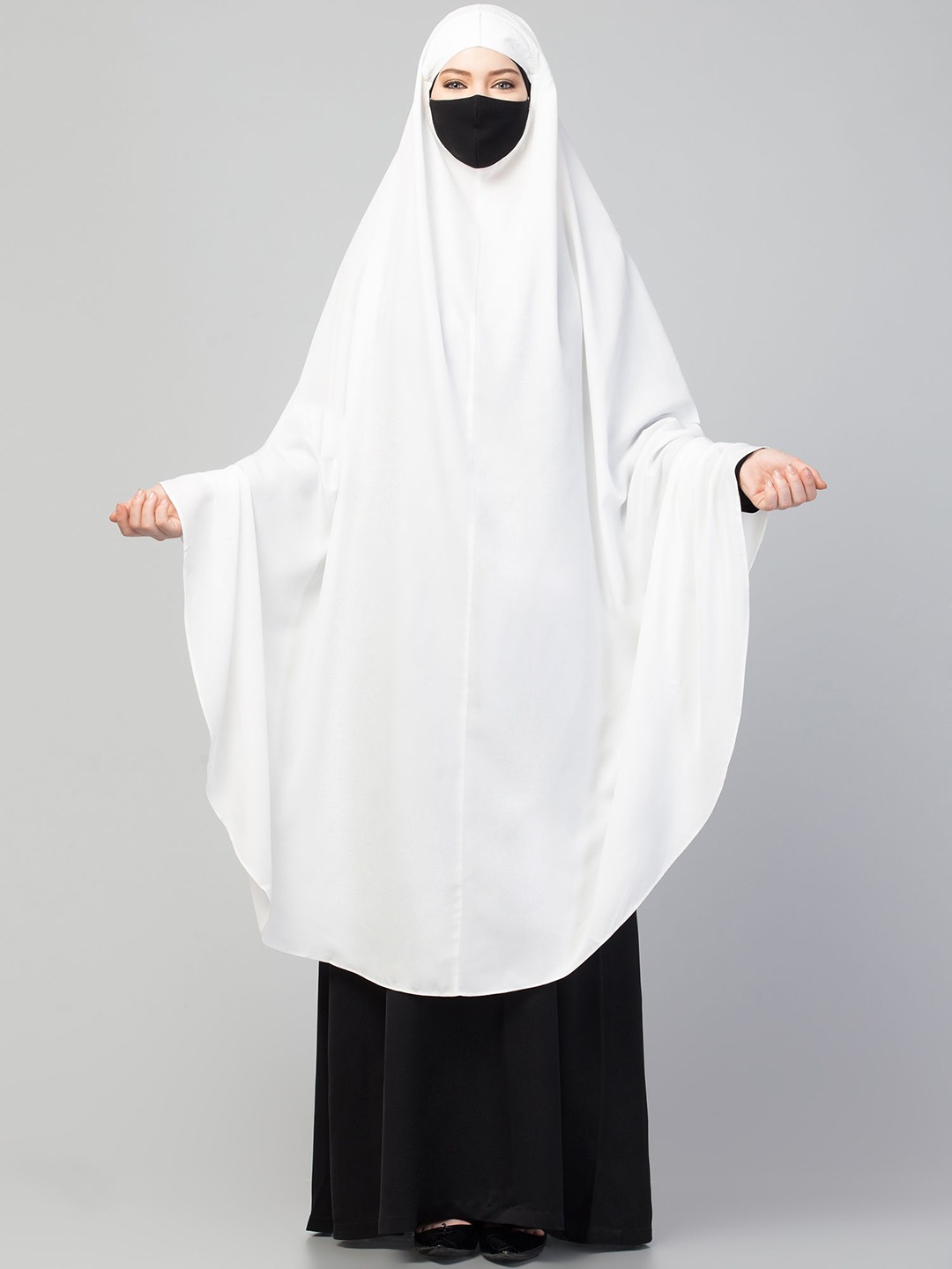 

MUSHKIYA Round Neck Prayer Khimar Abaya Burqas, White
