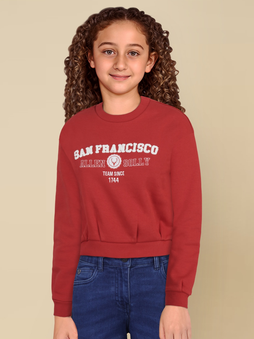 

Allen Solly Junior Girls Printed Sweatshirt, Red