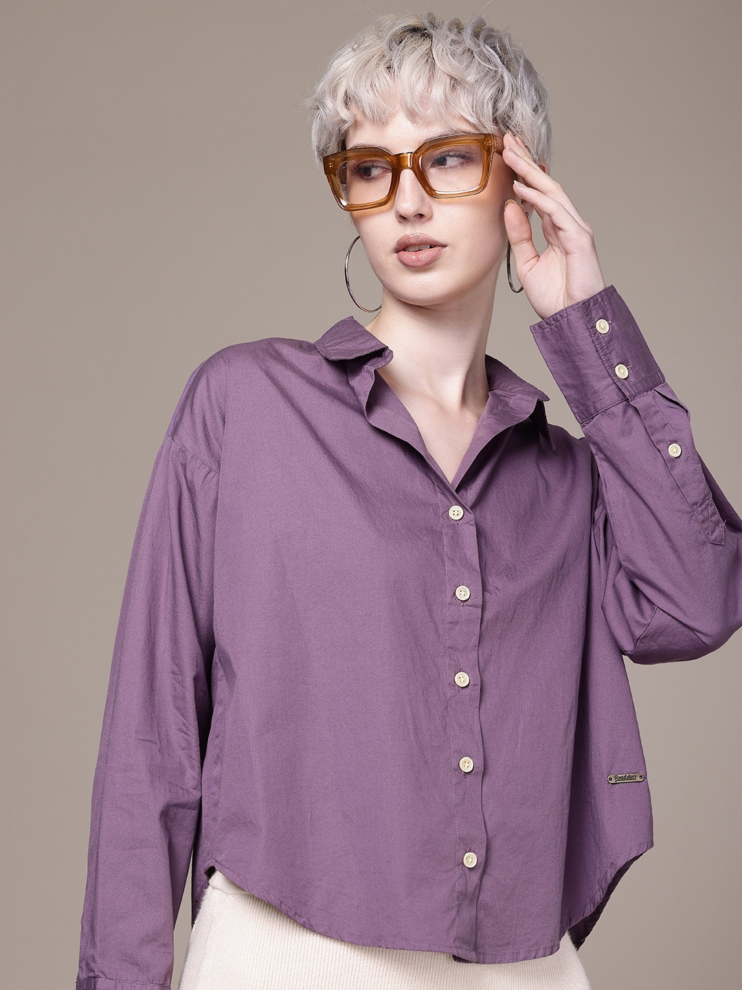 

Roadster Pure Cotton Casual Shirt, Purple