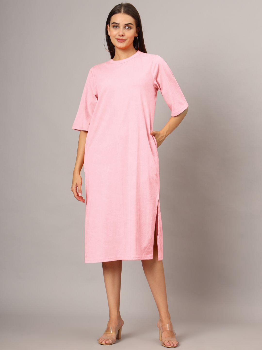 

BRINNS Women T-shirt Midi Dress, Pink