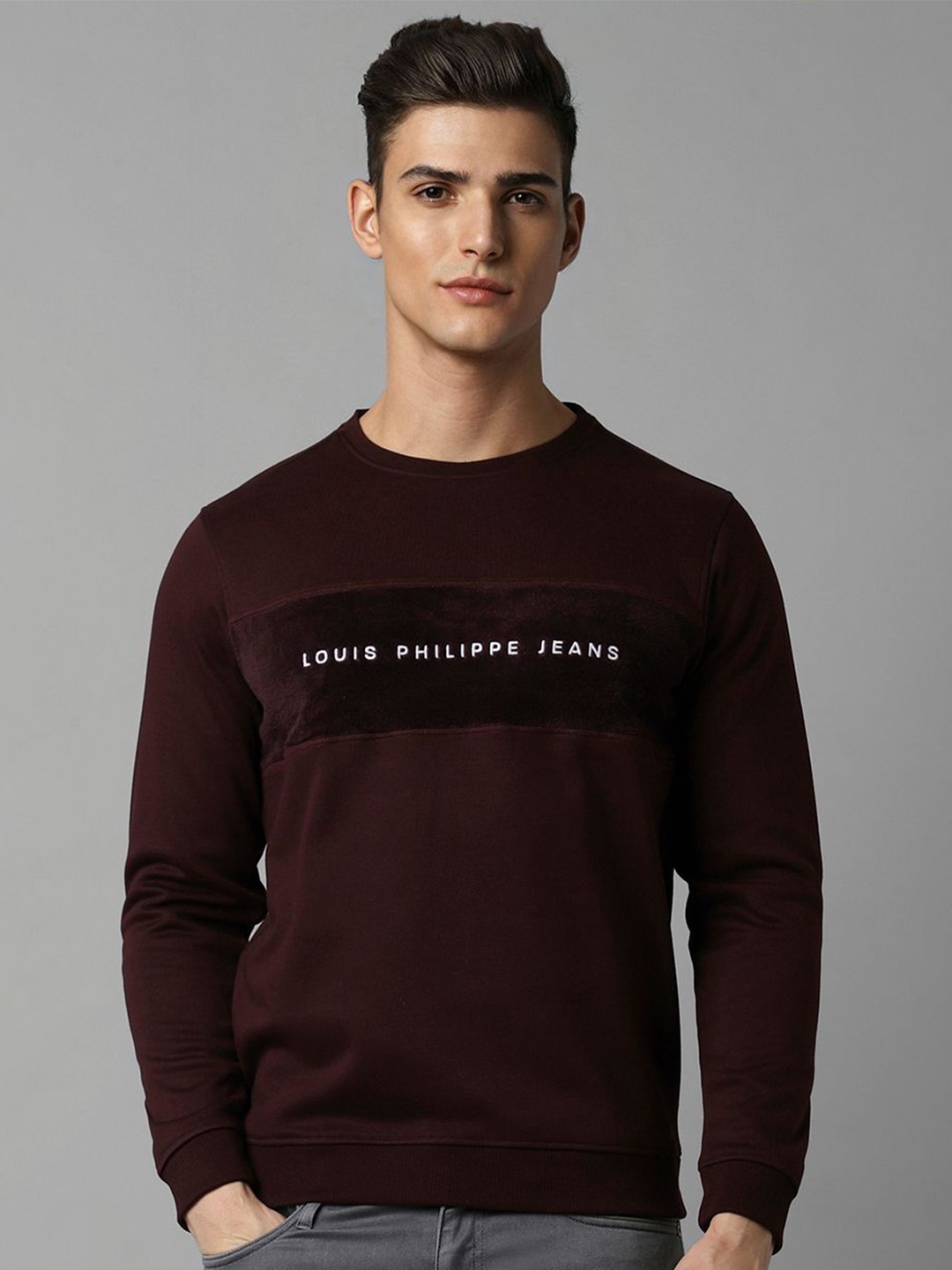 

Louis Philippe Jeans Men Sweatshirt, Maroon