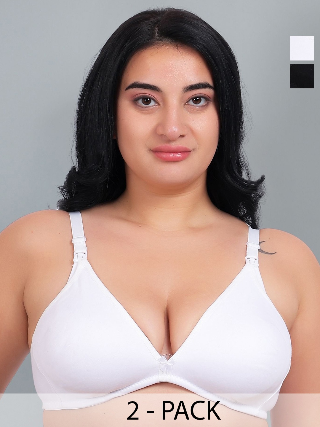 

Fabme Women Pack of 2 Half Coverage Bra Plus Size, White
