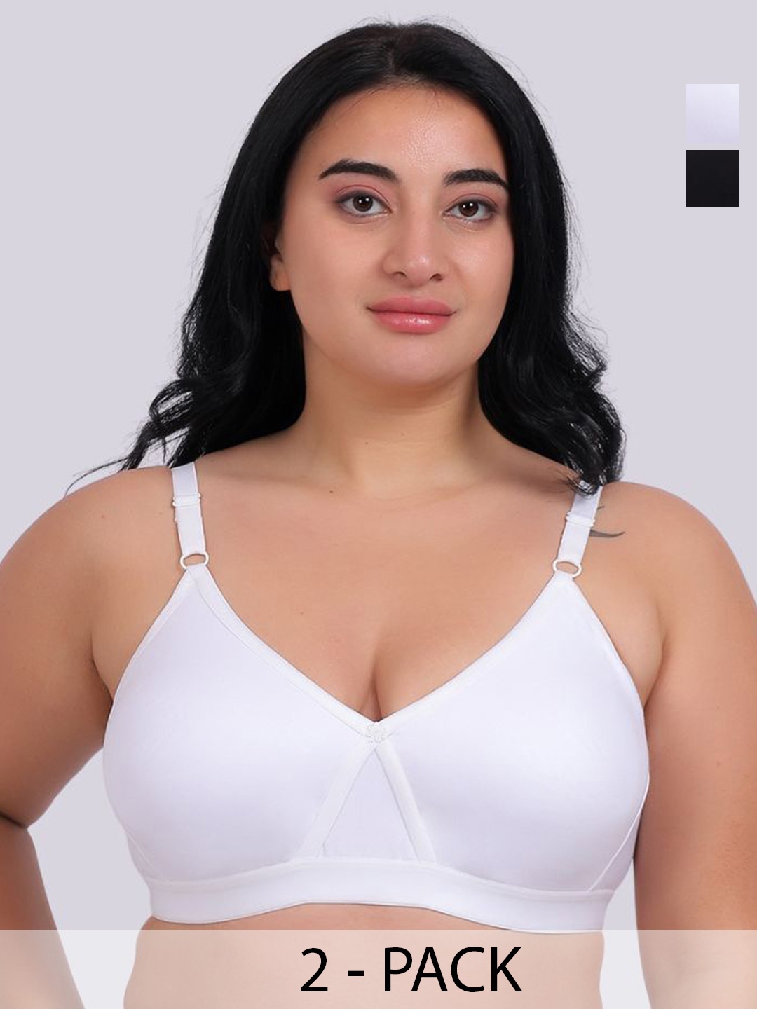 

Fabme Pack Of 2 Women Medium Coverage Bra, White