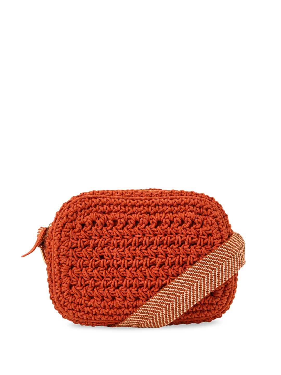 

Accessorize Textured Structured Sling Bag with Quilted, Rust