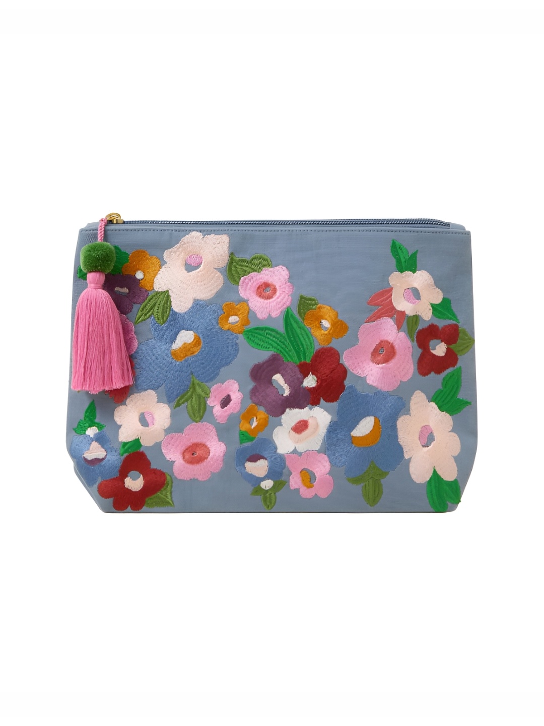 

Accessorize Blue & Pink Floral Embroidered Reusable Makeup Organiser