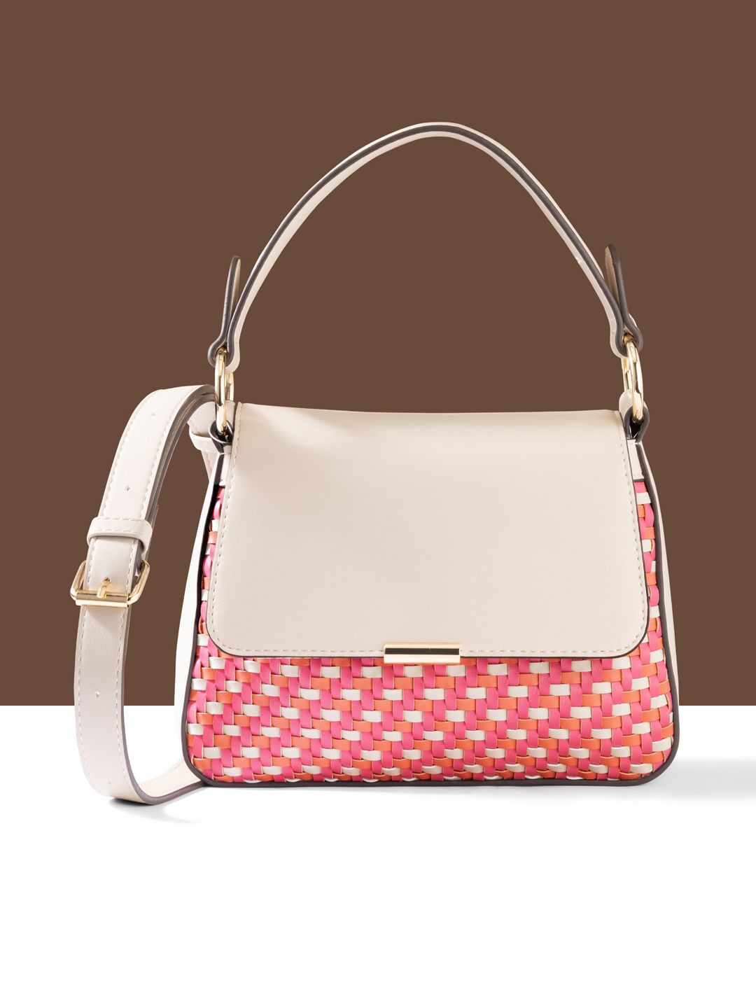 

Accessorize Textured PU Structured Hobo Bag with Applique, Multi