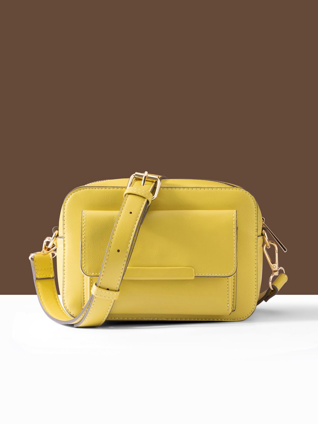 

Accessorize Striped PU Oversized Structured Shoulder Bag, Lime green