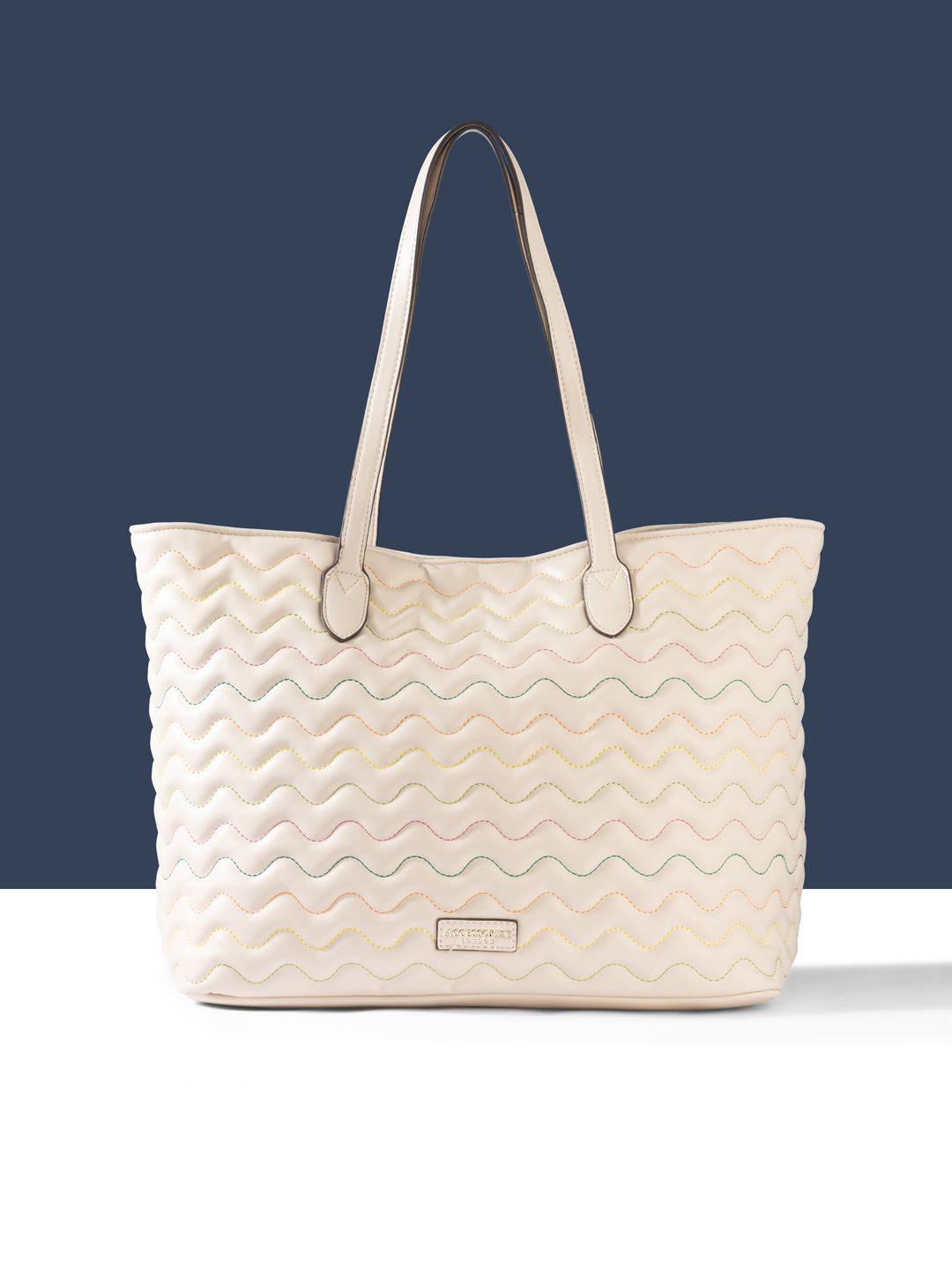 

Accessorize PU Oversized Structured Hobo Bag with Quilted, Cream