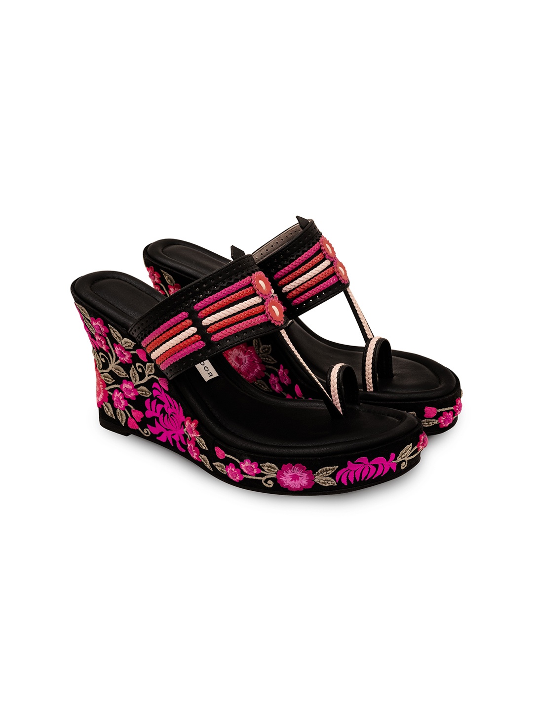 

Aprajita Toor Women Printed Open Toe Wedge Sandals Heels, Black