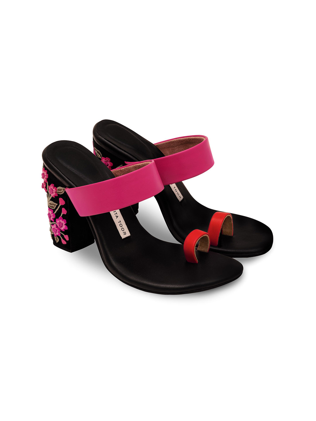 

Aprajita Toor Women Open Toe Open Back Block Sandals Heels, Black