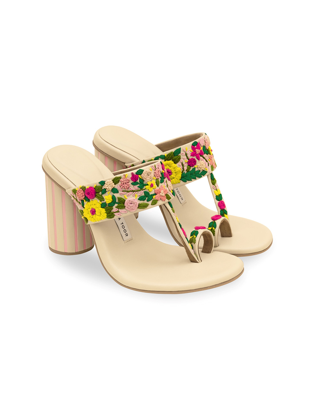 

Aprajita Toor Embellished Block Sandals, Beige