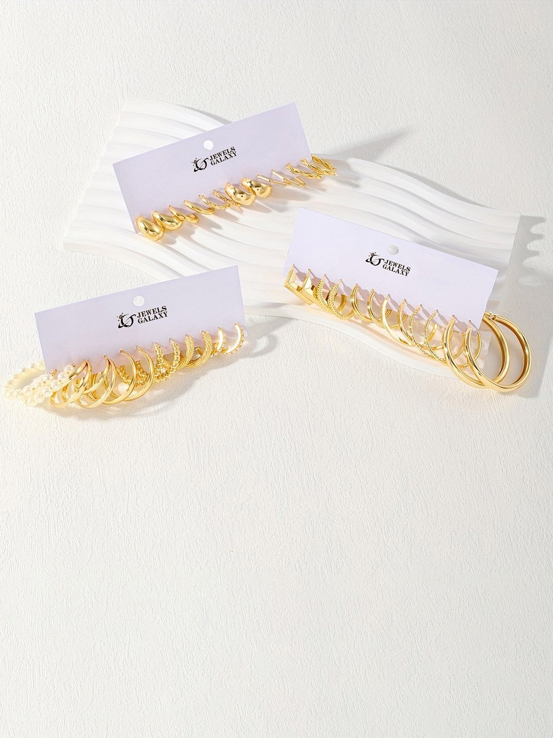 

Jewels Galaxy Set of 18 Gold Plated Half Hoop Earrings