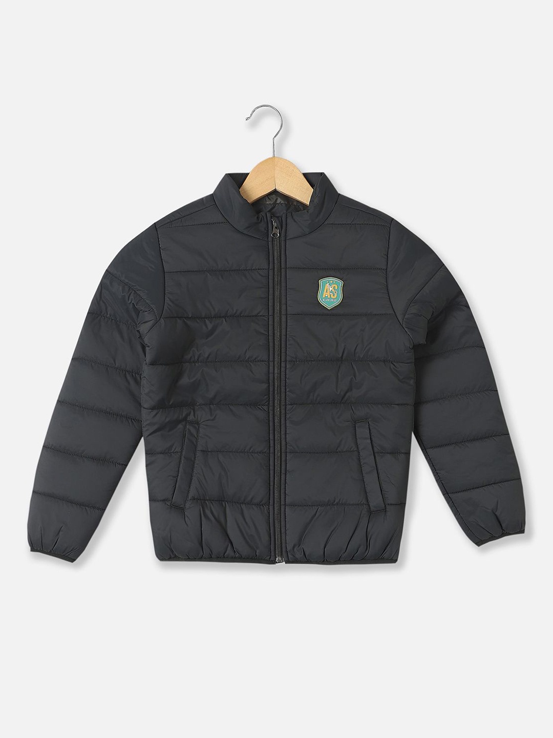 

Allen Solly Junior Boys Puffer Jacket with Patchwork, Grey