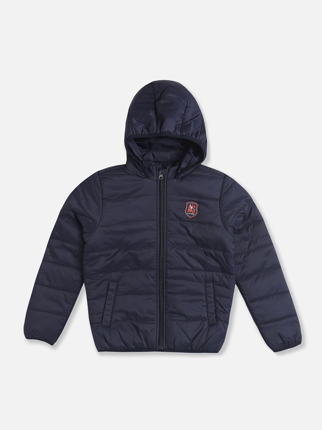 Allen Solly Junior Boys Padded Jacket with Patchwork, Navy blue