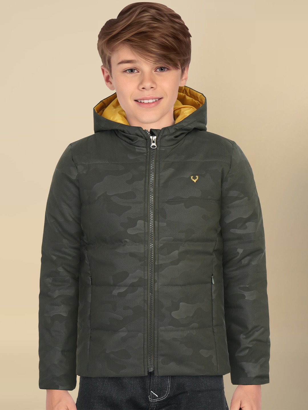

Allen Solly Junior Boys Camouflage Padded Jacket, Brown