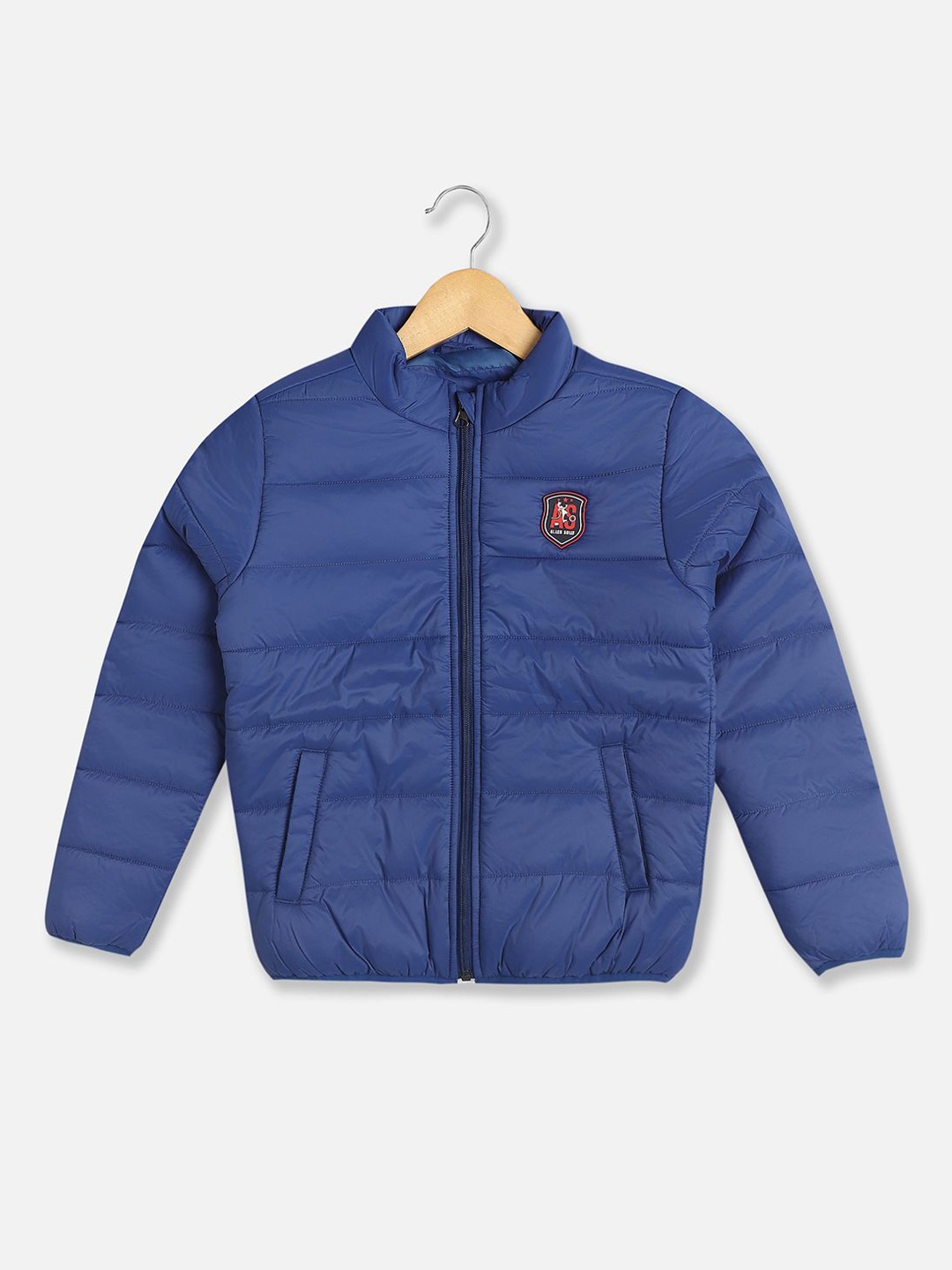 Allen Solly Junior Boys Puffer Jacket with Patchwork, Blue