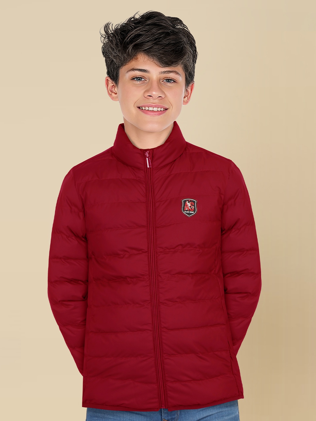 

Allen Solly Junior Boys Puffer Jacket with Patchwork, Red