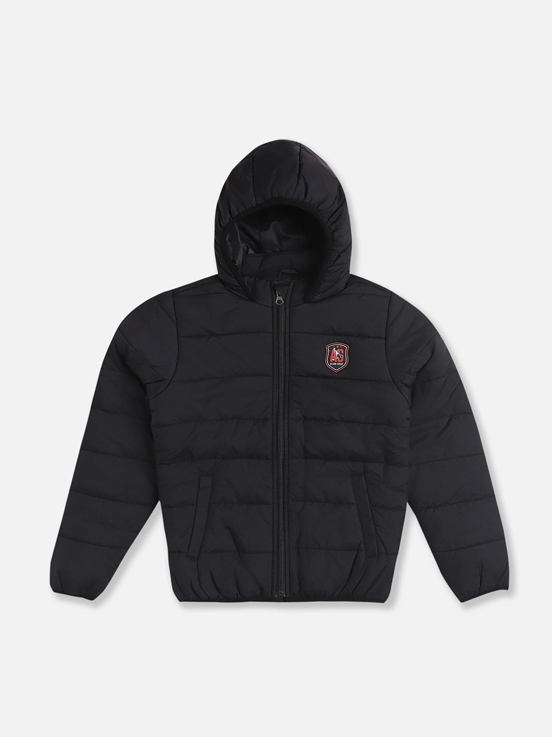 Allen Solly Junior Boys Open Front Jacket with Patchwork, Black